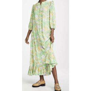 Rixo Judith Dress Floral Long Sleeve Midi